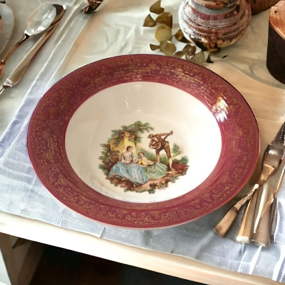 Sebring Pottery SERENADE Serving‎ Bowl Courting Couple Dish Romantic Victorian